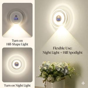 Lampada da Parete LED Moderna <span class=keywords><strong>e</strong></span> Intelligente, Ricaricabile USB, a Batteria, con Telecomando, Luce Notturna Bianca Calda per Camera da Letto - Product Image 2