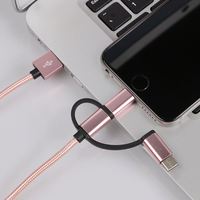 Câble de charge multiple Likai, câble répartiteur USB C 18W, câble de charge rapide 3 en 1 avec ports de type C/L/Micro USB