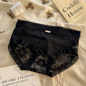 Summer Solid Knitted Mid-Rise Hipster <b>Lace</b> Panties Women Everyday Soft <b>Elastic</b> Antibacterial Cotton Comfortable New Sexy - Product Image 4