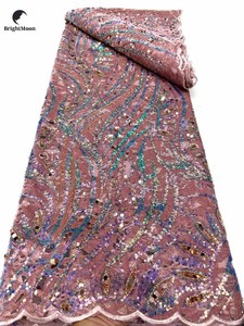 Velvet Sequin <strong>Lace</strong> <strong>Fabric</strong> <strong>Heavy</strong> Beads Sequins Luxury Bridal <strong>Lace</strong> <strong>Fabric</strong> for Dress - Product Image 5