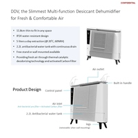 Déshumidificateur déshydratant DDV052EP avec télécommande compacte pour salon, réservoir antibactérien et drainage continu