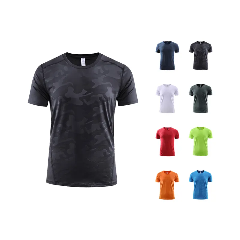 사용자 정의 위장 인쇄 슬림 맞는 미국 크기 T 셔츠 러닝 체육관 통기성 빠른 건조 스포츠 남성 티셔츠