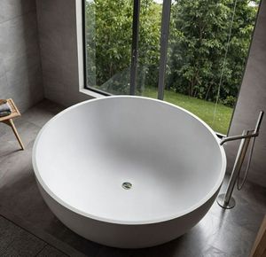 Space Saving Round Concrete Bathtub Small Soaking GFRC Cement Tub For Modern Apartment Bathroom Sourcing Vietnam - Product Image 4