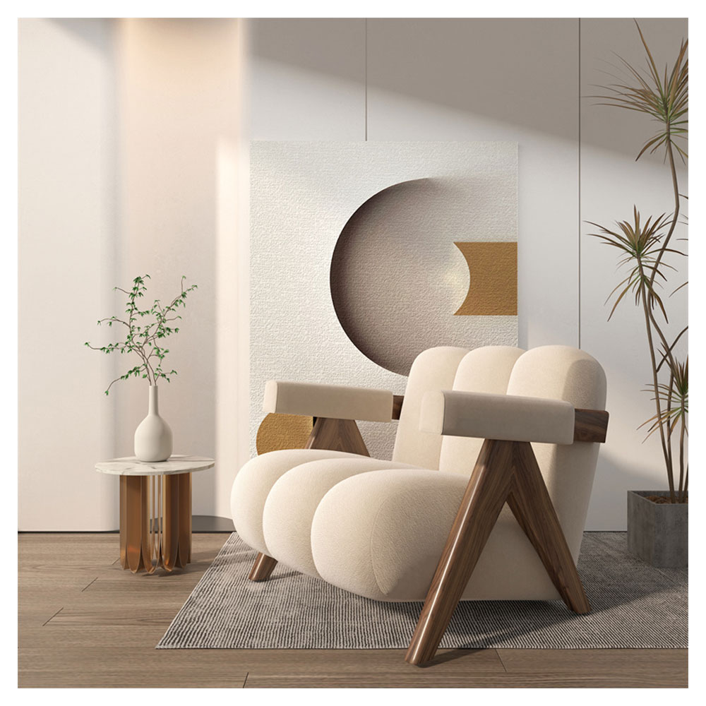 Wabi Sabi Muebles para el hogar Ocio Accent Lounge Relax Silla Terciopelo de madera Sillas de sala de estar