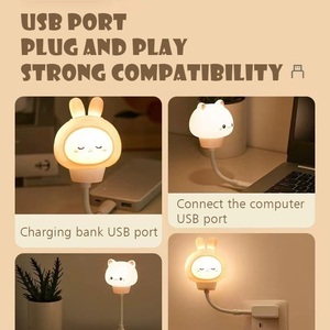 Lampes de table modernes en plastique avec connexion USB, yeux LED, lampes d'animaux mignons pour Noël, lampes électriques pour enfants, veilleuses avec télécommande - Product Image 6