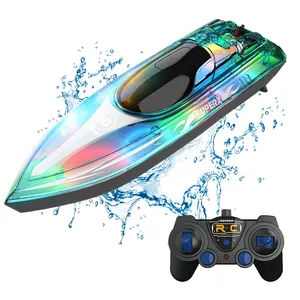 Flytec V555 Fast LED Light High Speed Remote Control Waterproof Model Toys Ship For Adult Or Kid Gift RC Racing Boat In Pool