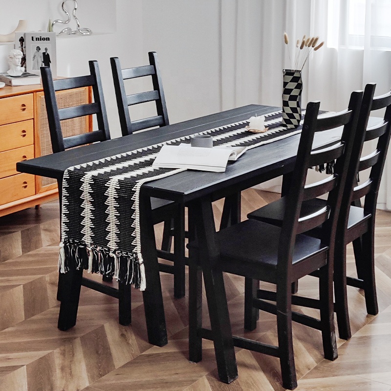 Новинка 2022, Рождественский макраме, Модный свадебный, оптовая продажа, черно-белый, изготовленный на заказ хлопковый шнур, тканый обеденный стол, Декор, скатерть