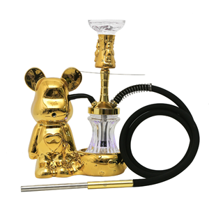 <span class=keywords><strong>Mini</strong></span> hookah de oso de cuidado con laca de resina de aluminio moderna con luz LED Dubai Sheesha Shisha - Product Image 4