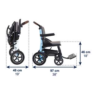 Fauteuil roulant pliable léger, fauteuils roulants de transport, bleu KMINA PRO K10082 - Product Image 1