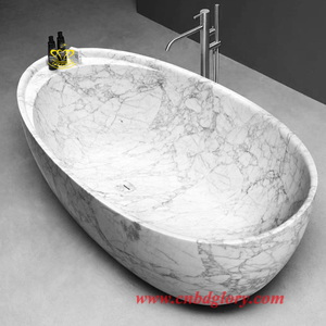 Baignoire spa moderne en marbre naturel Grande baignoire en pierre blanche Égouttoir à trop-plein Robinet inclus pour salle de bain Hôtel Cuisine Villa Utilisation - Product Image 6