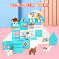 Blocs de construction magnétiques XINBIDA Deluxe Pet Hospital, jouet d'assemblage clinique vétérinaire 3D avec figurines multi-animaux