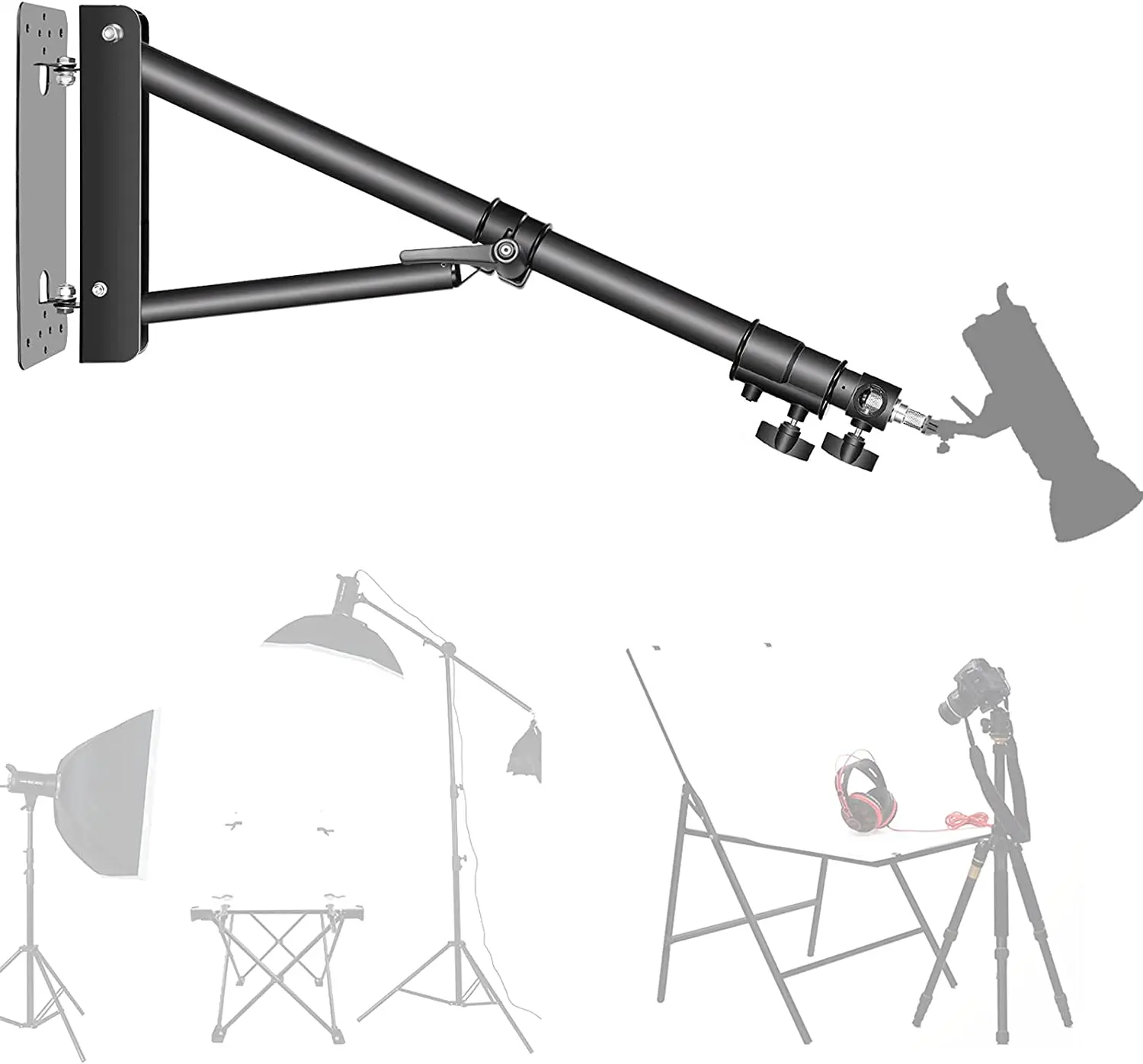 180 cm Ceiling Mount Photography Light Stand Wall Mount Ring Boom Arm for Photography Studio Video Strobe Flash Lighting