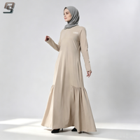 Abaya en tricot uni OEM pour femmes, robe longue modeste musulmane, vêtement islamique avec poches latérales