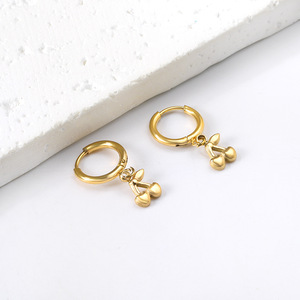 ต่างหูห่วงผลไม้เชอร์รี่สแตนเลสสตีลสีทองสีเงินดีไซน์เรียบง่ายเครื่องประดับแฟชั่นสำหรับทุกเพศของขวัญสำหรับผู้หญิงผู้ชาย - Product Image 2