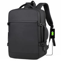 Sac à dos de voyage professionnel pour homme en denim avec fermeture éclair, grande capacité, compartiment pour ordinateur portable, sangle à coussin d'air, polyester haut de gamme