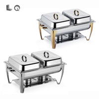 Plats à friture dorés élégants et dorés avec couvercle suspendu pour les fêtes de mariage et le réglage de la table Chauffe-plats pour les hôtels et les restaurants