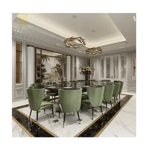 Мебель для столовой, итальянская Роскошная Современная овальная форма, металлический каркас, мраморный обеденный стол, набор 14 мест