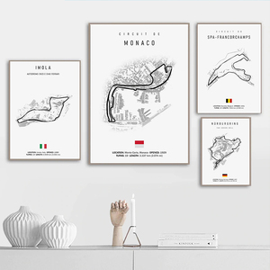 <span class=keywords><strong>Peinture</strong></span> sur toile du circuit de Formule 1 Imola Monaco, art mural F1, affiche nordique, esthétique automobile, décoration de maison - Product Image 4