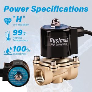 Vanne solénoïde électrique en laiton Busiman 3/4 po 12 V CC normalement fermée pour eau, air, diesel, gaz - Product Image 2