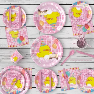 Juego de Vajilla Desechable Ecológico Personalizable, de Moda, con Diseño de Pato Amarillo de Dibujos Animados, para Decoración de Fiestas Infantiles de Cumpleaños - Product Image 3