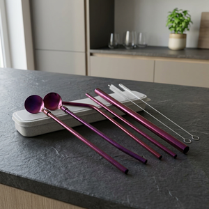 Modern Metal Cocktail <b>Bar</b> <b>Tools</b> Set 4Pc Ice Scoop Strainer Reusable Purple - Product Image 5