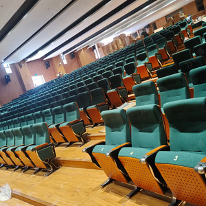 Sillas de teatro Manwa Expo HB623 de haya verde con asientos escalonados y pasamanos para auditorio escolar - Product Image 3