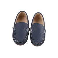 Chaussures mocassins en cuir véritable bleu marine, design à surpiqûres, semelles flexibles et durables, polyvalentes pour toutes les occasions