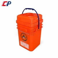 Ember Plastik Persegi 20 Liter Cetak Kustom dengan Tutup Multifungsi untuk Perlengkapan Kebersihan Bantuan Bencana