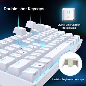 Teclado mecánico para juegos 60 por ciento Mini teclado blanco duradero ergonómico para juegos con interruptores rojos - Product Image 3