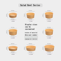 Bol à salade jetable en papier kraft de qualité alimentaire, biodégradable et recyclable, avec couvercle en PET, à paroi simple, en papier brun, pour les biscuits