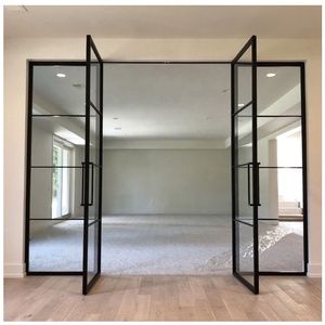 45X16mm profilé en aluminium noir mat double <span class=keywords><strong>porte</strong></span> battante deux parois vitrées fixes pour bureau maison intérieur <span class=keywords><strong>porte</strong></span> intérieure individuelle - Product Image 2