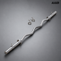 Barre de musculation incurvée AUGER Olympic EZ de 2 pouces en acier chromé avec colliers à ressort pour biceps, triceps et musculation