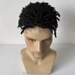 Pelucas Trenzadas de Cabello Humano Afro Rizado Hechas a Mano <span class=keywords><strong>para</strong></span> Hombres - Product Image 1