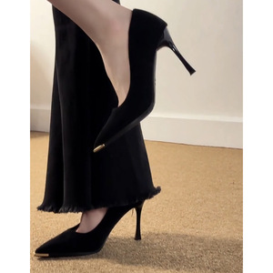 Chaussures en résille antidérapantes à lacets pour femmes, à talons bas ou hauts, style bout peu profond et pointu, sexy, pour banquets et mode - Product Image 2