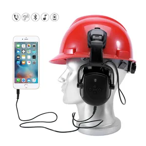 Orejera electrónica de seguridad montada en la tapa, cubierta de protección de ruido inalámbrica por Bluetooth, para la cabeza