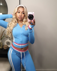 KY <span class=keywords><strong>Ropa</strong></span> Deportiva de Manga Larga para Mujer, Diseño a Contraste con Bloques de Color y Rayas - Product Image 3