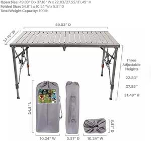 Mesa Plegable de Aluminio APT119 Ligera y Resistente para Jardín, Picnic, Barbacoa, Playa, Camping y Exteriores - Product Image 2