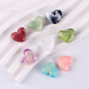 Cuentas de Corazón Irregulares de Acrílico Bicolor Degradado de Jade de 17x14mm al por Mayor, Cuentas Sueltas con Agujero Recto para Joyería DIY, Pulseras y Collares - Product Image 6
