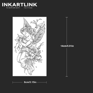 สติกเกอร์ลาย<span class=keywords><strong>สัก</strong></span>วินเทจ INKARTLINK ลายเทวดา เคอรูบ <span class=keywords><strong>ดอก</strong></span><span class=keywords><strong>ลิลลี่</strong></span> ปีก ลายเส้นสมุนไพร ติดทนนาน 15 วัน ลายสักกึ่งถาวรสำหรับตกแต่งร่างกาย แขน ขายส่ง - Product Image 4