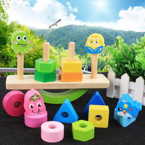 Forme de fruits animaux en bois coloré pour enfants Coordination œil-main Puzzle colonne d'équilibre jouet d'éducation précoce - Product Image 2
