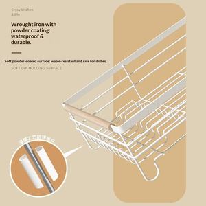 HUOLI 2026 Nouveau support de rangement en métal de style japonais avec égouttoir pour vaisselle, organisateur de cuisine, gain de place, prix direct usine - Product Image 2