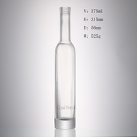 Bouteille de vin glacé à col long en verre transparent Flint personnalisée par le fabricant, 375 ml, bouteille de vin glacé haute et mince de haute qualité avec bouchon