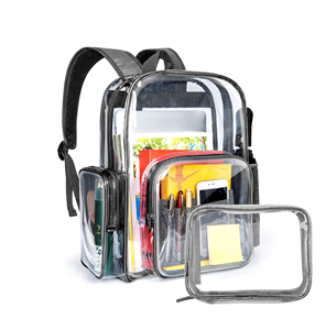 กระเป๋าเป้พีวีซีใส ทนทาน กันน้ำ ซิปปิดสนิท รับผลิตแบบ OEM/ODM เหมาะสำหรับไปโรงเรียน ทำงาน ผ่านจุดตรวจความปลอดภัย และการเดินทาง - Product Image 4