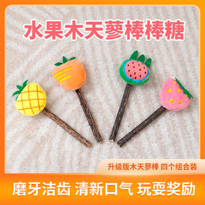 Bâtonnets à mâcher pour chat en forme de fruit, jouets de dentition à la catnip, lot de 4, jouet d'intérieur pour animaux de compagnie, en matériau Woody Smartweed - Product Image 5