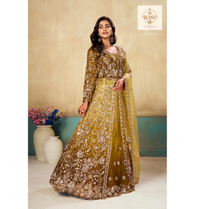 Traje Anarkali Indo-Occidental de Lujo, Largo, con Decoración de Cuentas, Tela de Red Suave, para Bodas y Fiestas - Product Image 1