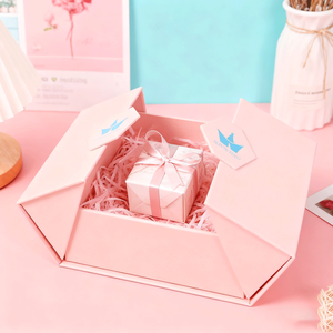 Standard Custom Recyclable Handmade Magnetic Folding Double Door Rigid Cardboard <b>Wedding</b> Favors Fashion Holiday Embossed Sponge - Product Image 1