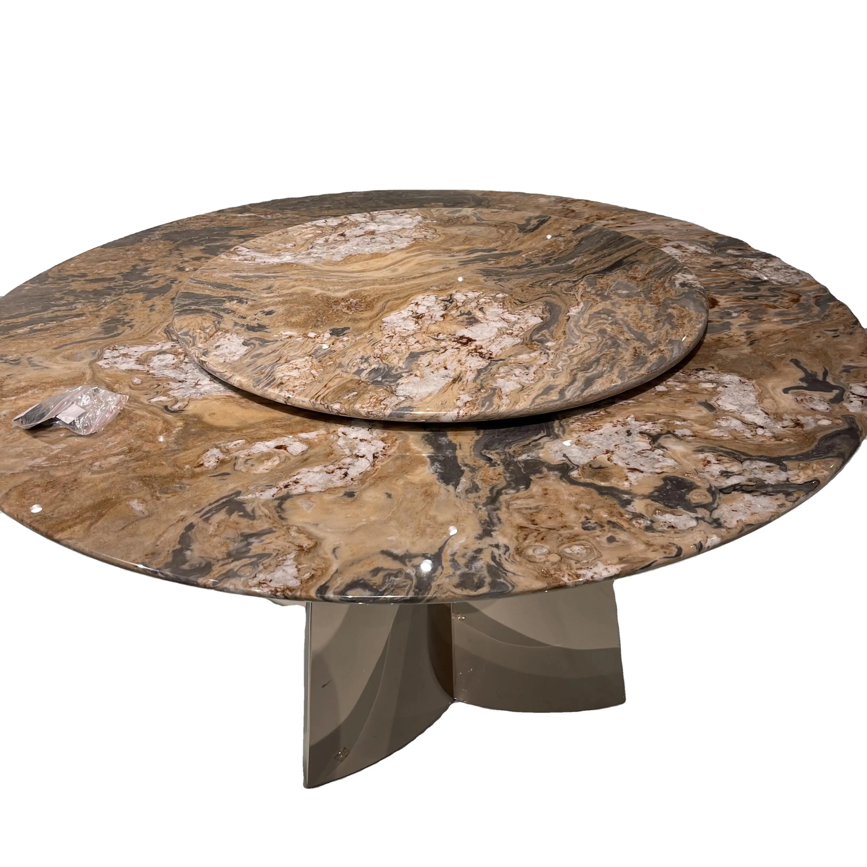 Popular Luxury Marble Cremic Dine Round Table Top Polished Marble Dining Tables Set Table