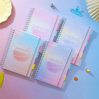 Carnet spirale B5, 124 feuilles, 80 g/m², couverture PP avec sangle, intercalaires, dégradé étoilé, 4 motifs, papeterie étudiante, vente en gros