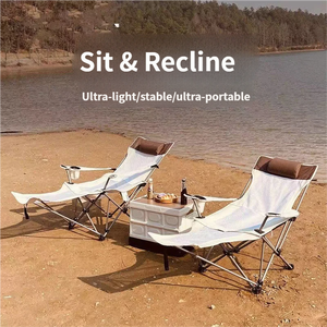 Portable Outdoor <b>Folding</b> Recliner <b>Footstool</b> Comfortable Headrest Fishing Picni Durable and Convenient Beach Camping Chair - Product Image 4