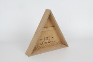 Étagère murale triangulaire en bois avec crochets, organisateur décoratif « La maison est <span class=keywords><strong>l</strong></span>à où est <span class=keywords><strong>l</strong></span>'<span class=keywords><strong>amour</strong></span> » - Product Image 4